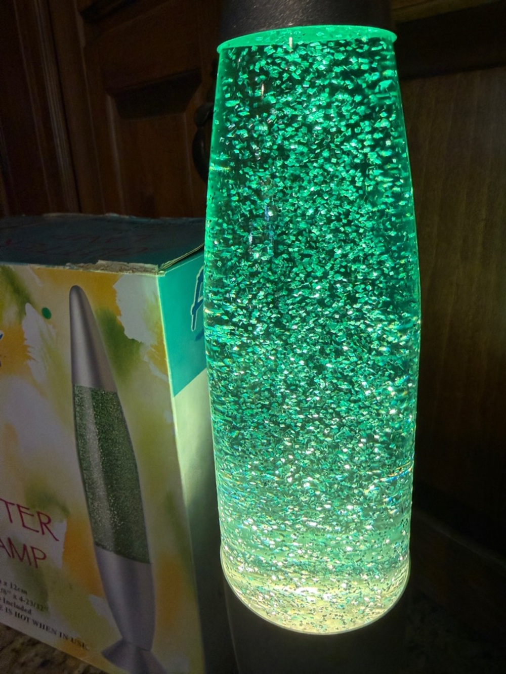 Ashford Glitter Lamp - Green/Silver 18” tall 70s vibes, works great, EUC - Picture 4 of 13